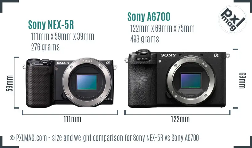 Sony NEX-5R vs Sony A6700 size comparison