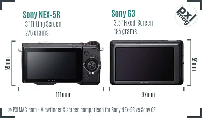Sony NEX-5R vs Sony G3 Screen and Viewfinder comparison