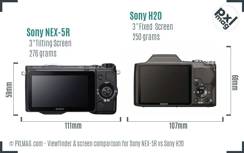 Sony NEX-5R vs Sony H20 Screen and Viewfinder comparison
