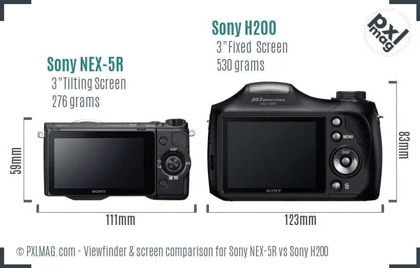 Sony NEX-5R vs Sony H200 Screen and Viewfinder comparison