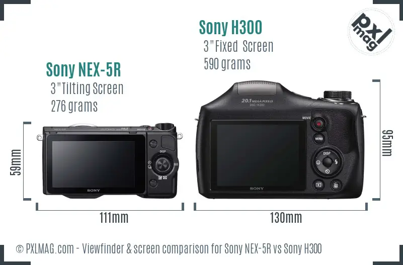 Sony NEX-5R vs Sony H300 Screen and Viewfinder comparison