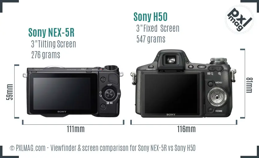 Sony NEX-5R vs Sony H50 Screen and Viewfinder comparison