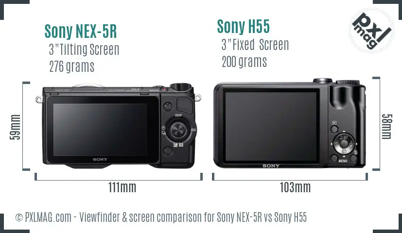 Sony NEX-5R vs Sony H55 Screen and Viewfinder comparison