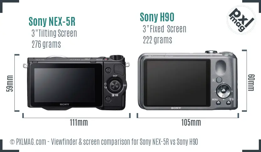 Sony NEX-5R vs Sony H90 Screen and Viewfinder comparison