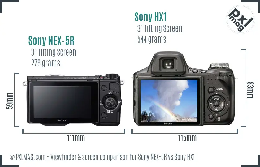 Sony NEX-5R vs Sony HX1 Screen and Viewfinder comparison