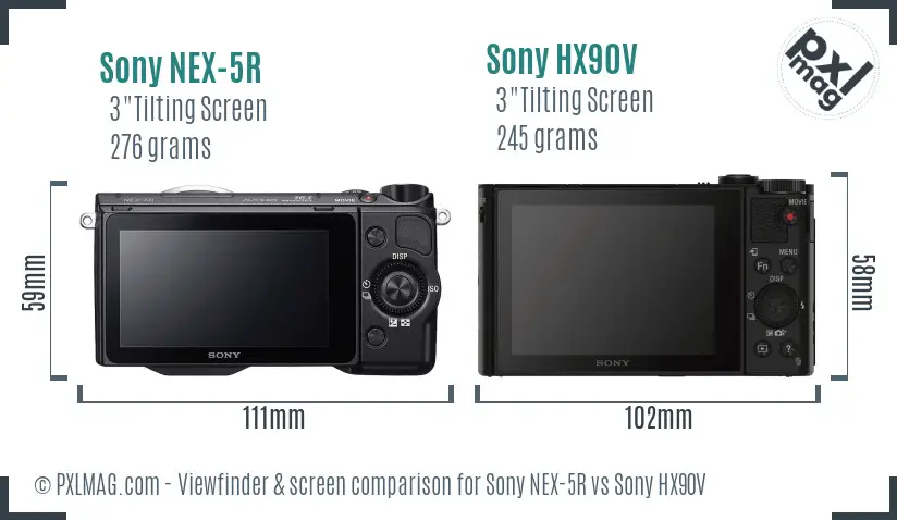 Sony NEX-5R vs Sony HX90V Screen and Viewfinder comparison