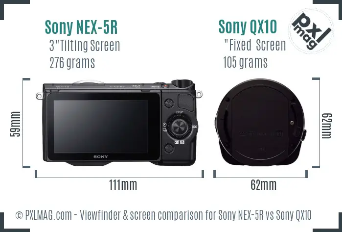 Sony NEX-5R vs Sony QX10 Screen and Viewfinder comparison