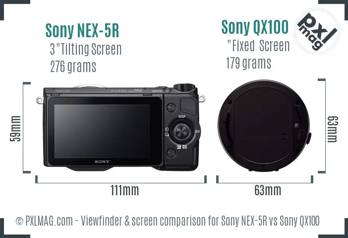 Sony NEX-5R vs Sony QX100 Screen and Viewfinder comparison
