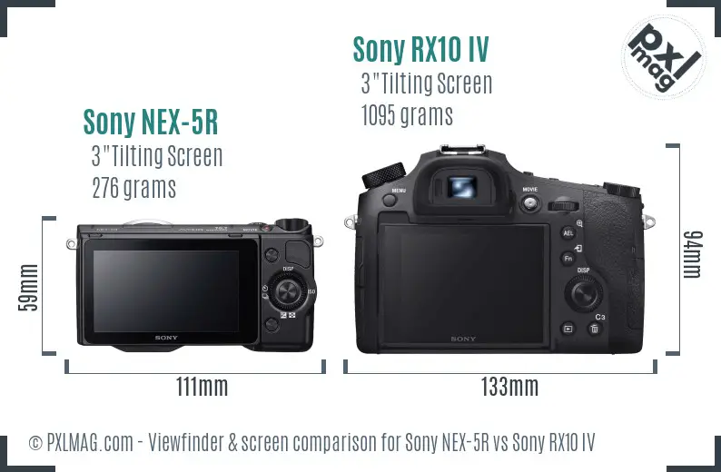 Sony NEX-5R vs Sony RX10 IV Screen and Viewfinder comparison