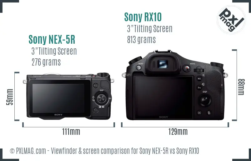 Sony NEX-5R vs Sony RX10 Screen and Viewfinder comparison
