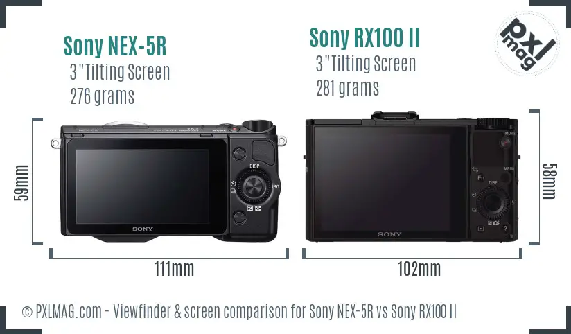 Sony NEX-5R vs Sony RX100 II Screen and Viewfinder comparison