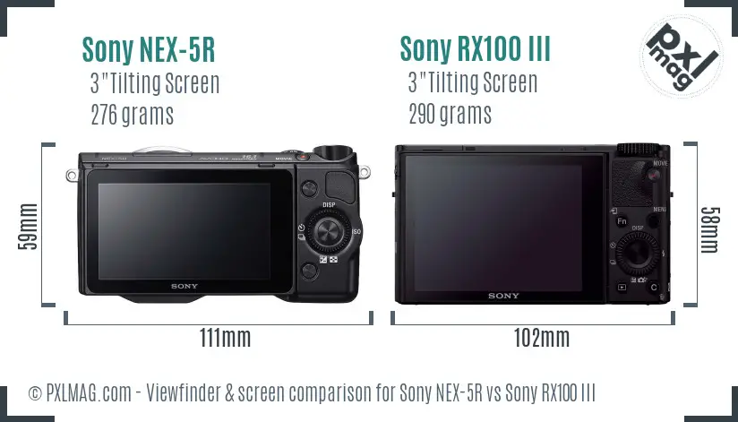 Sony NEX-5R vs Sony RX100 III Screen and Viewfinder comparison