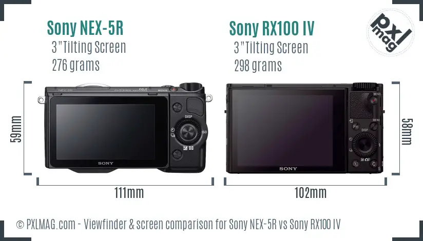 Sony NEX-5R vs Sony RX100 IV Screen and Viewfinder comparison