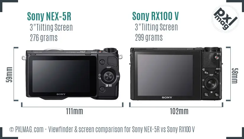Sony NEX-5R vs Sony RX100 V Screen and Viewfinder comparison