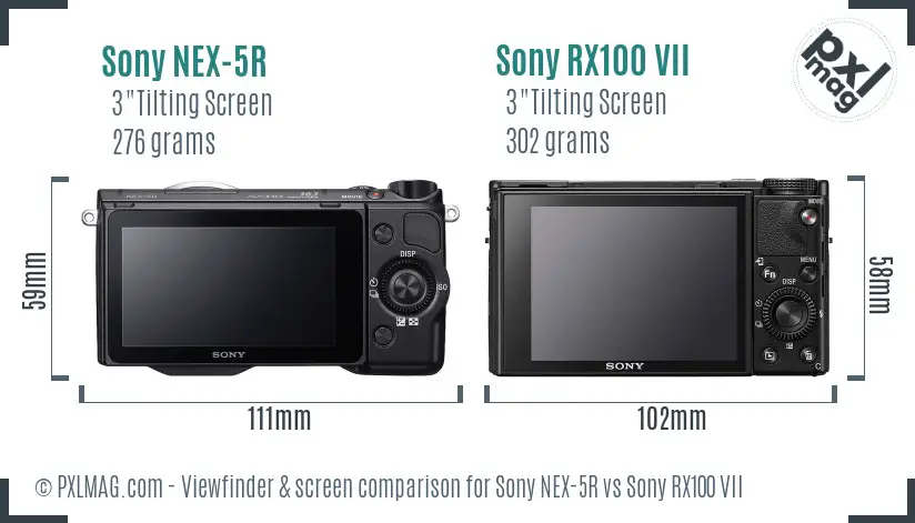 Sony NEX-5R vs Sony RX100 VII Screen and Viewfinder comparison
