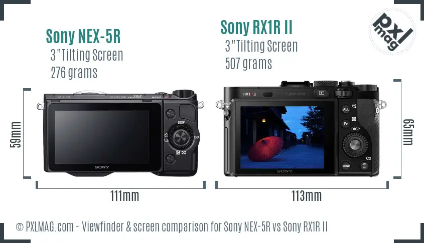 Sony NEX-5R vs Sony RX1R II Screen and Viewfinder comparison