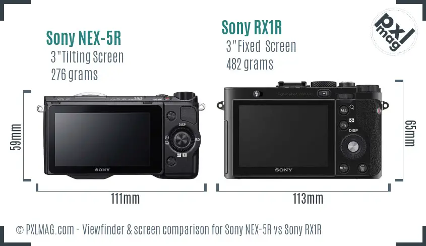 Sony NEX-5R vs Sony RX1R Screen and Viewfinder comparison