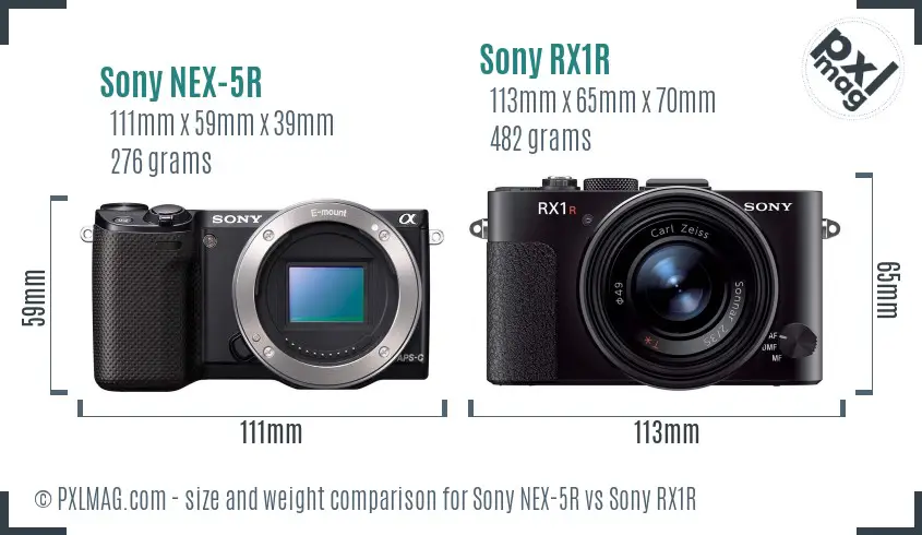 Sony NEX-5R vs Sony RX1R size comparison