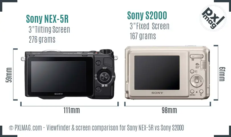 Sony NEX-5R vs Sony S2000 Screen and Viewfinder comparison