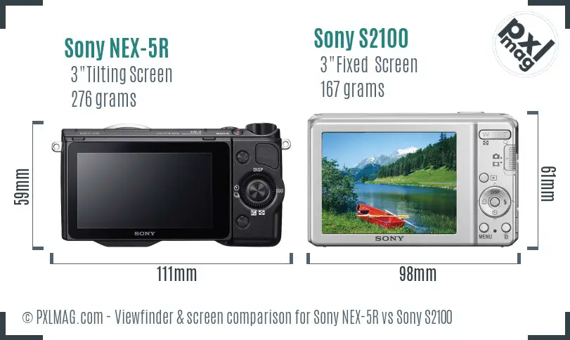 Sony NEX-5R vs Sony S2100 Screen and Viewfinder comparison