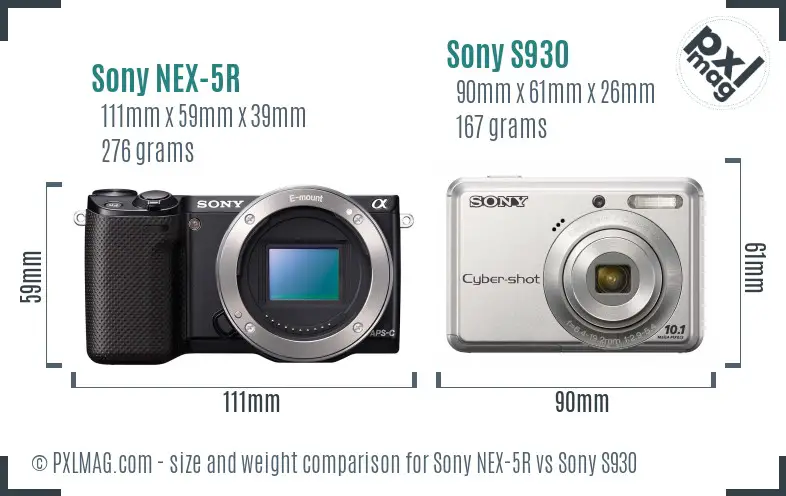 Sony NEX-5R vs Sony S930 size comparison