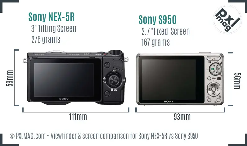 Sony NEX-5R vs Sony S950 Screen and Viewfinder comparison