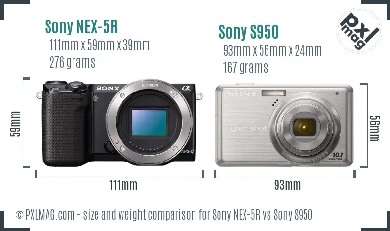 Sony NEX-5R vs Sony S950 size comparison
