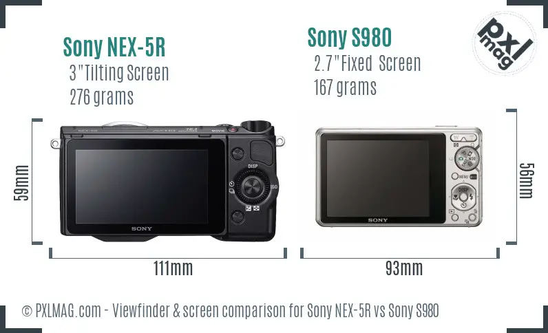 Sony NEX-5R vs Sony S980 Screen and Viewfinder comparison