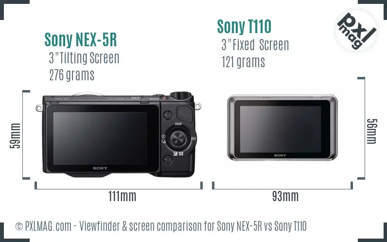 Sony NEX-5R vs Sony T110 Screen and Viewfinder comparison