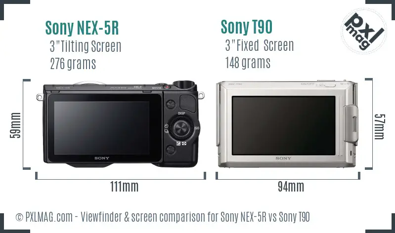 Sony NEX-5R vs Sony T90 Screen and Viewfinder comparison