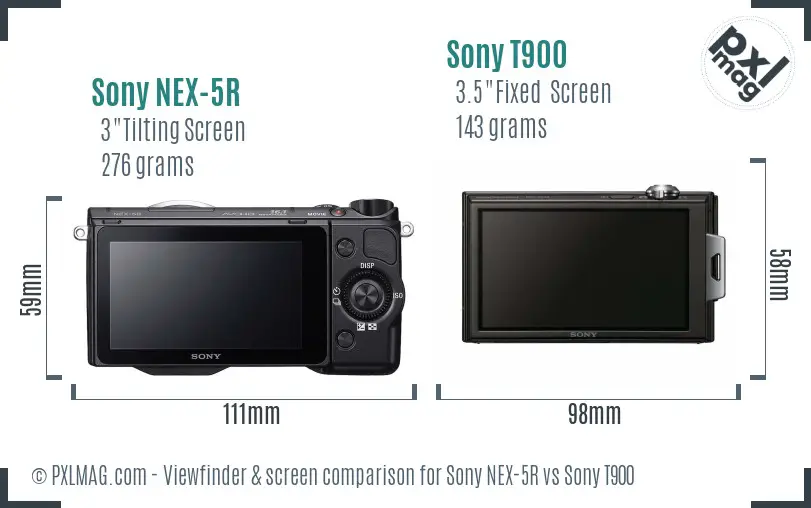 Sony NEX-5R vs Sony T900 Screen and Viewfinder comparison