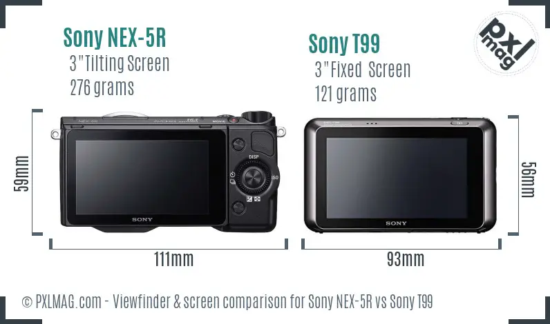 Sony NEX-5R vs Sony T99 Screen and Viewfinder comparison