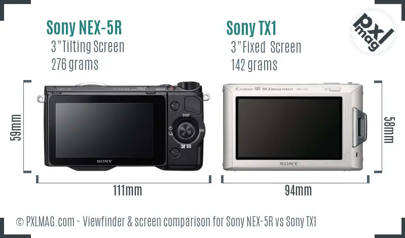 Sony NEX-5R vs Sony TX1 Screen and Viewfinder comparison