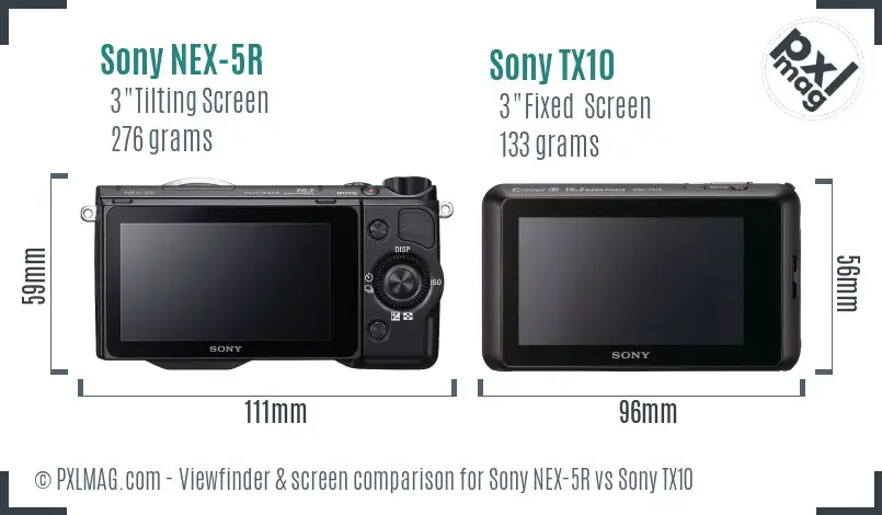 Sony NEX-5R vs Sony TX10 Screen and Viewfinder comparison