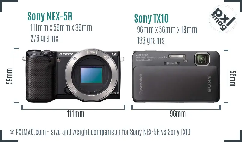 Sony NEX-5R vs Sony TX10 size comparison