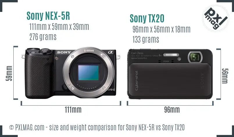 Sony NEX-5R vs Sony TX20 size comparison