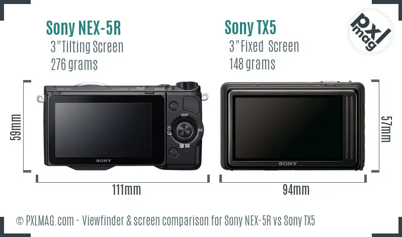 Sony NEX-5R vs Sony TX5 Screen and Viewfinder comparison