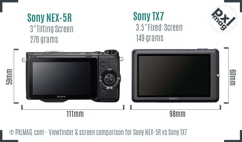 Sony NEX-5R vs Sony TX7 Screen and Viewfinder comparison