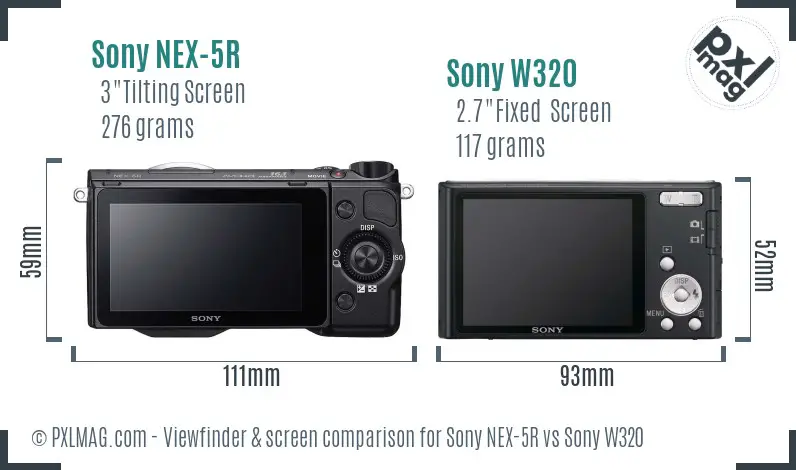 Sony NEX-5R vs Sony W320 Screen and Viewfinder comparison