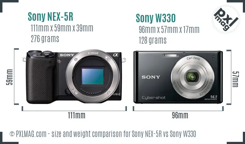 Sony NEX-5R vs Sony W330 size comparison