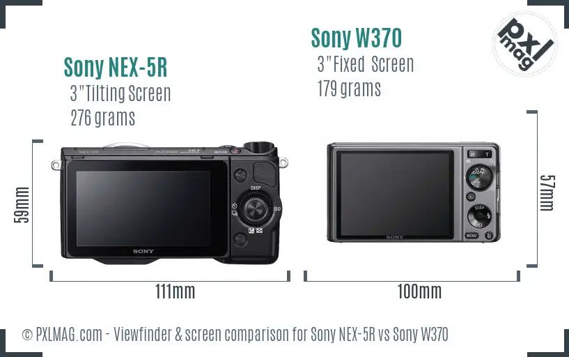 Sony NEX-5R vs Sony W370 Screen and Viewfinder comparison