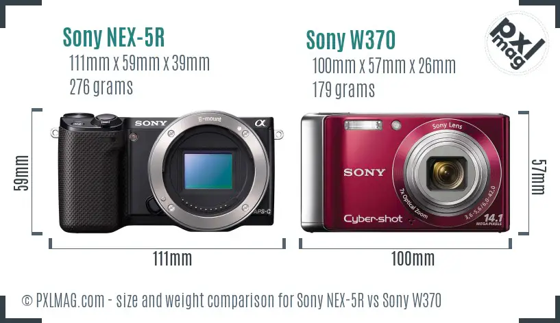 Sony NEX-5R vs Sony W370 size comparison