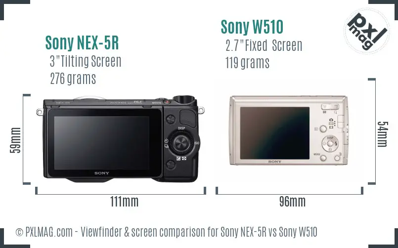 Sony NEX-5R vs Sony W510 Screen and Viewfinder comparison