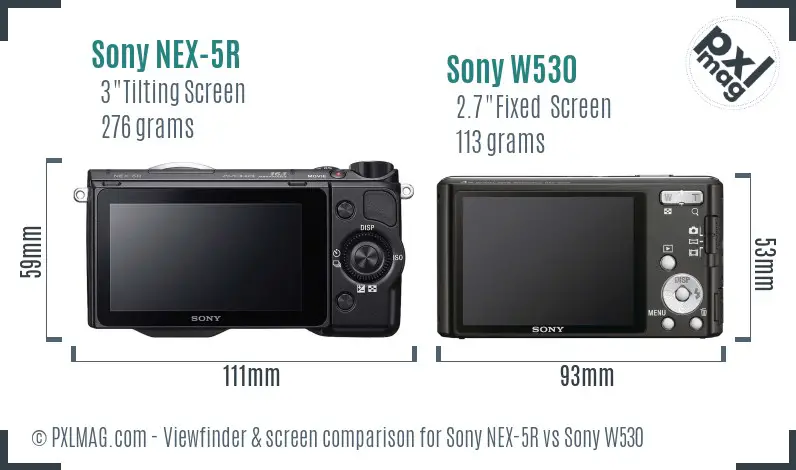 Sony NEX-5R vs Sony W530 Screen and Viewfinder comparison