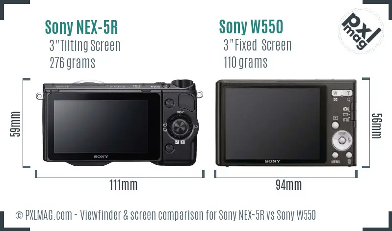 Sony NEX-5R vs Sony W550 Screen and Viewfinder comparison