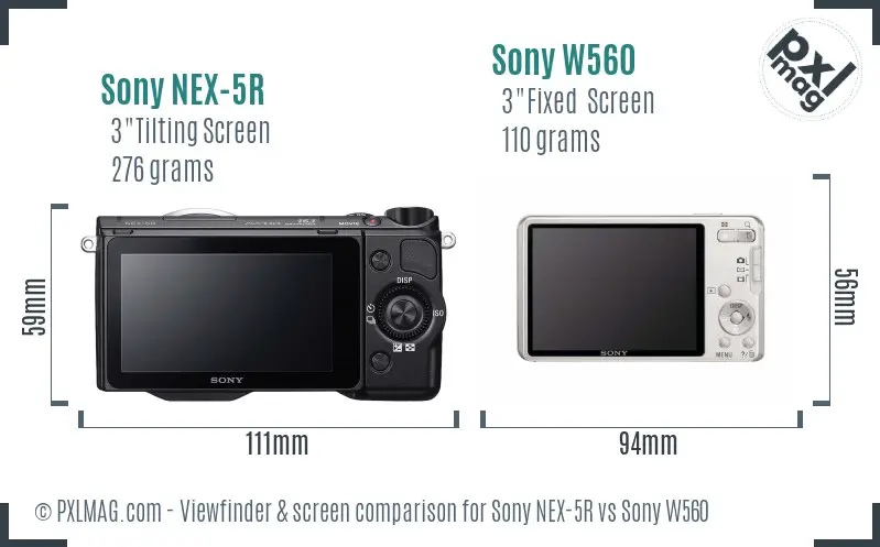 Sony NEX-5R vs Sony W560 Screen and Viewfinder comparison