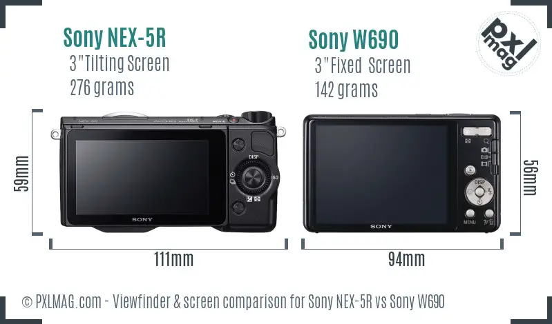 Sony NEX-5R vs Sony W690 Screen and Viewfinder comparison