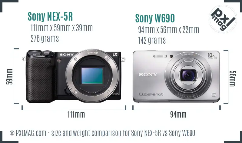 Sony NEX-5R vs Sony W690 size comparison