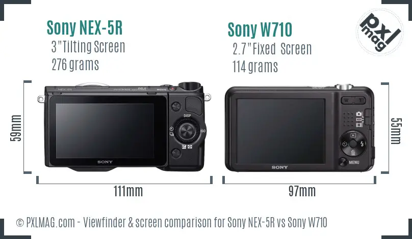 Sony NEX-5R vs Sony W710 Screen and Viewfinder comparison