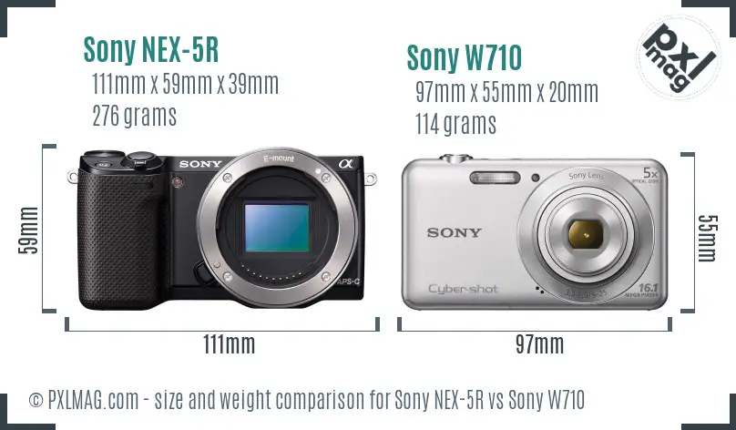 Sony NEX-5R vs Sony W710 size comparison